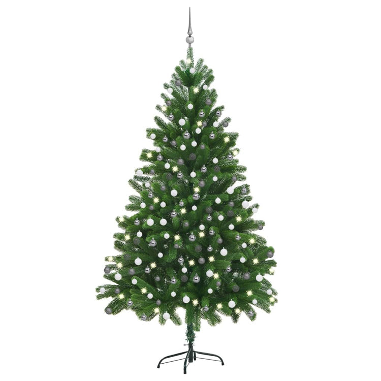 Vidaxl Kunstkerstboom mit Beleuchtung und Weihnachtsbällen 210 cm Grün
