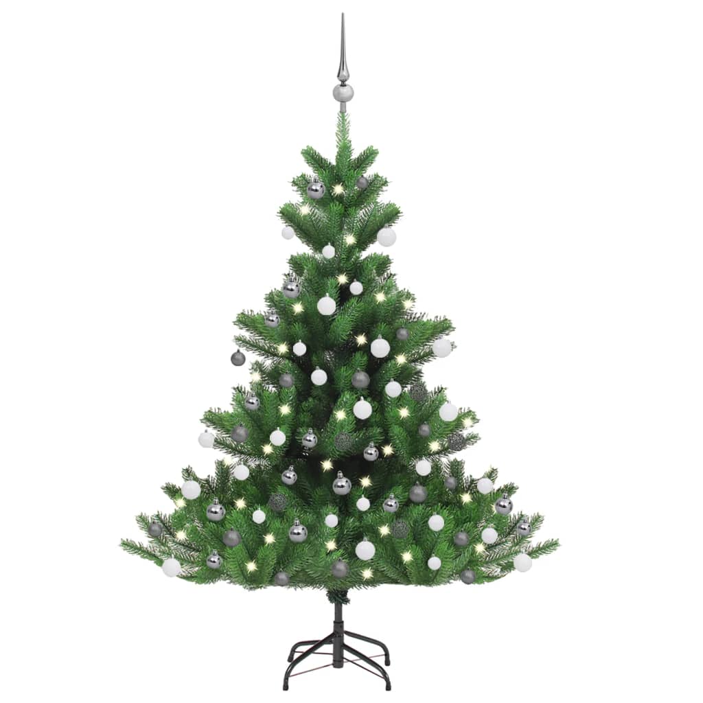 Vidaxl Kunstkerstboom Nordmann mit LEDs und Weihnachtsbällen 120 cm Grün
