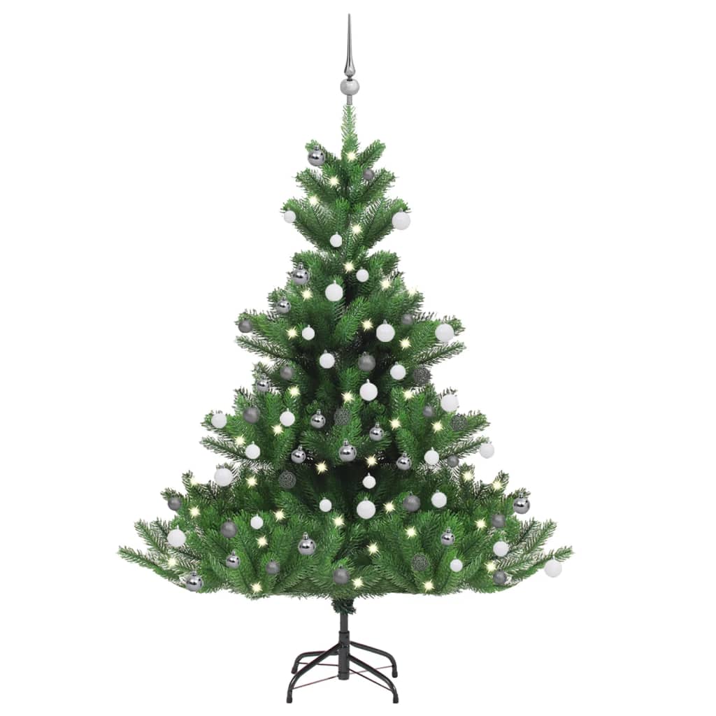 Vidaxl Kunstkerstboom Nordmann mit LEDs und Weihnachtsbällen 150 cm Grün