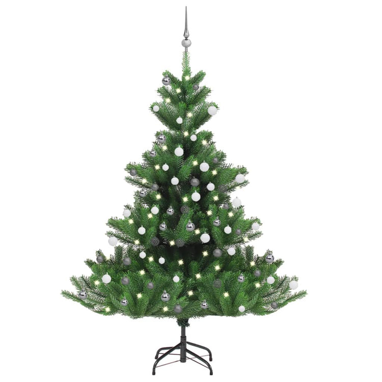 Vidaxl Kunstkerstboom Nordmann mit LEDs und Weihnachtsbällen 180 cm Grün
