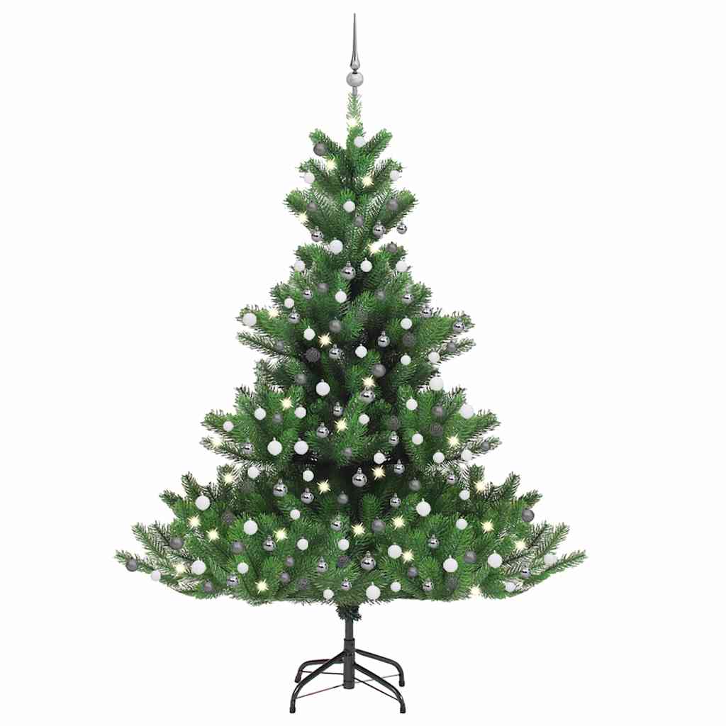 Vidaxl Kunstkerstboom Nordmann mit LEDs und Weihnachtsbällen 210 cm Grün