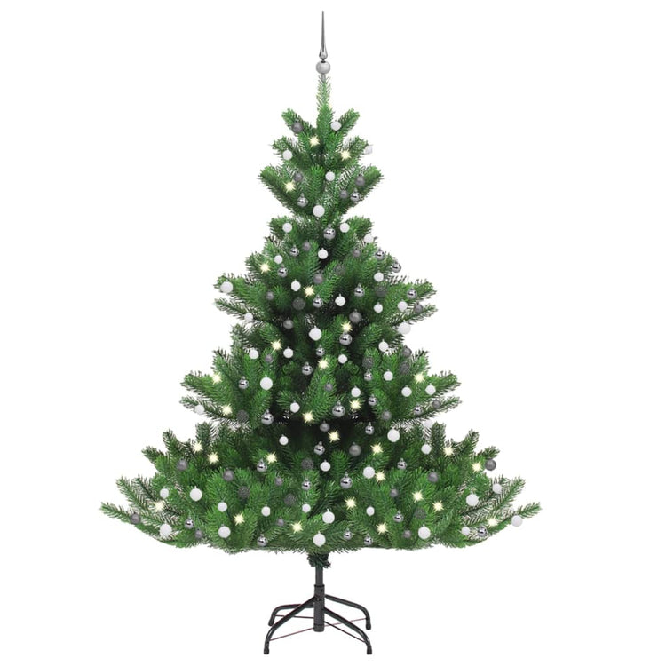 Vidaxl Kunstkerstboom Nordmann mit LEDs und Weihnachtsbällen 240 cm Grün