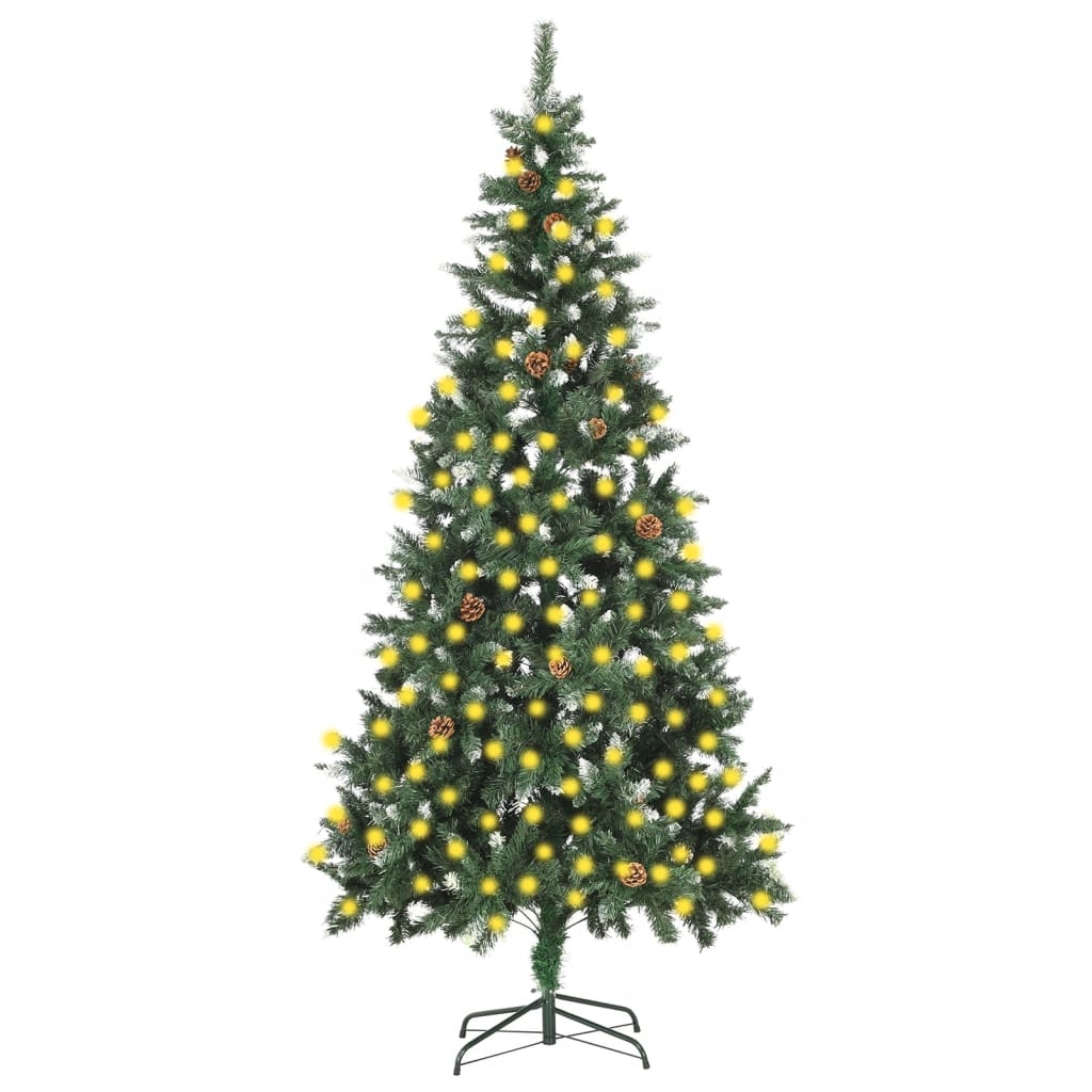 VIDAXL KUNSTKERSTBOOM mit Beleuchtung und Kiefernkegel 210 cm