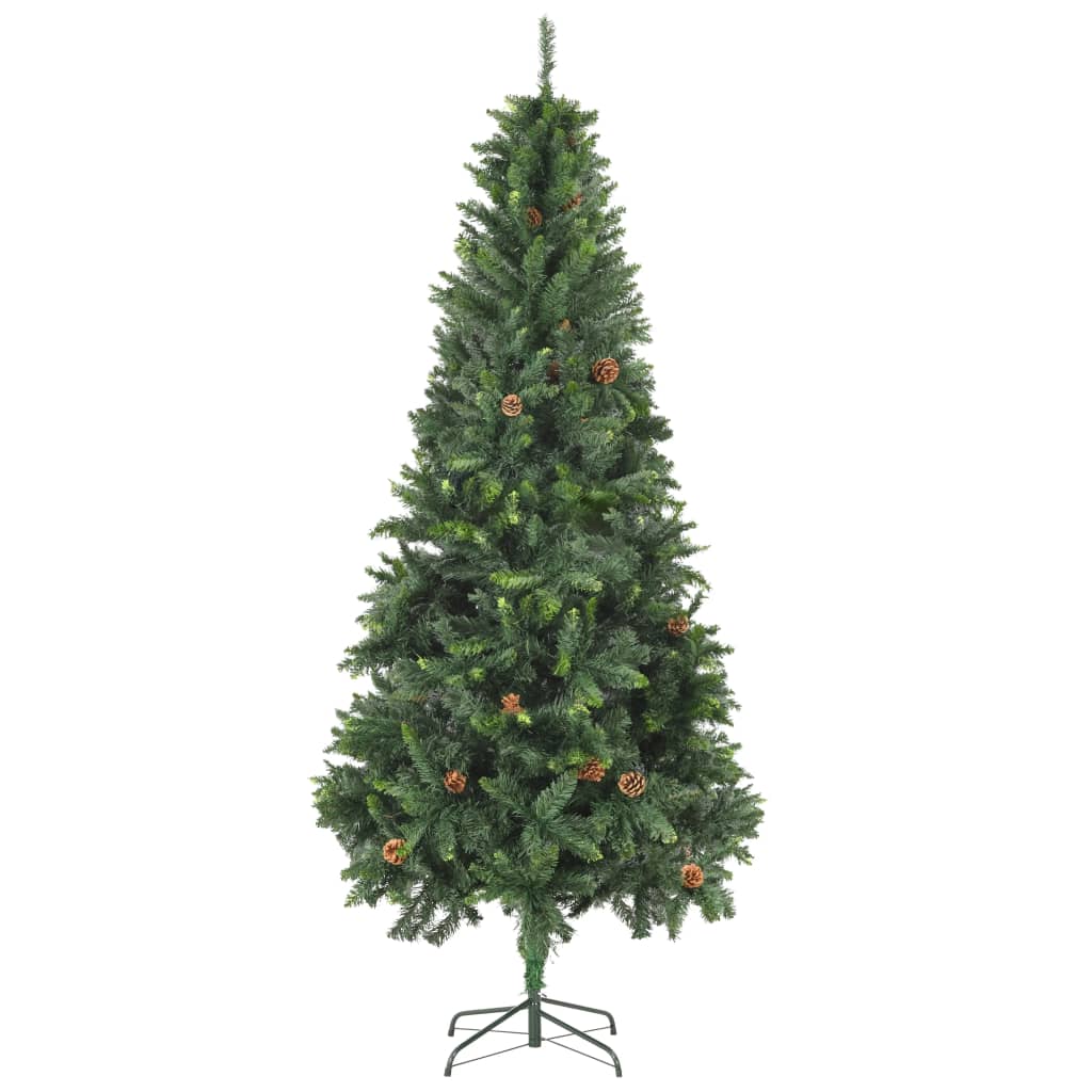 VIDAXL KUNSTKERSTBOOM mit Leuchten Weihnachtsbällchen Kiefernkegel 210 cm