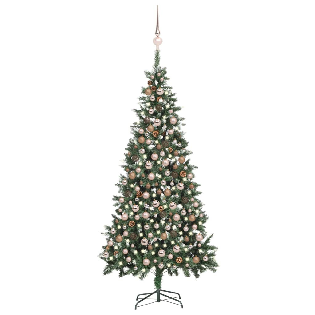VIDAXL KUNSTKERSTBOOM mit Leuchten Weihnachtsbällchen Kiefernkegel 210 cm
