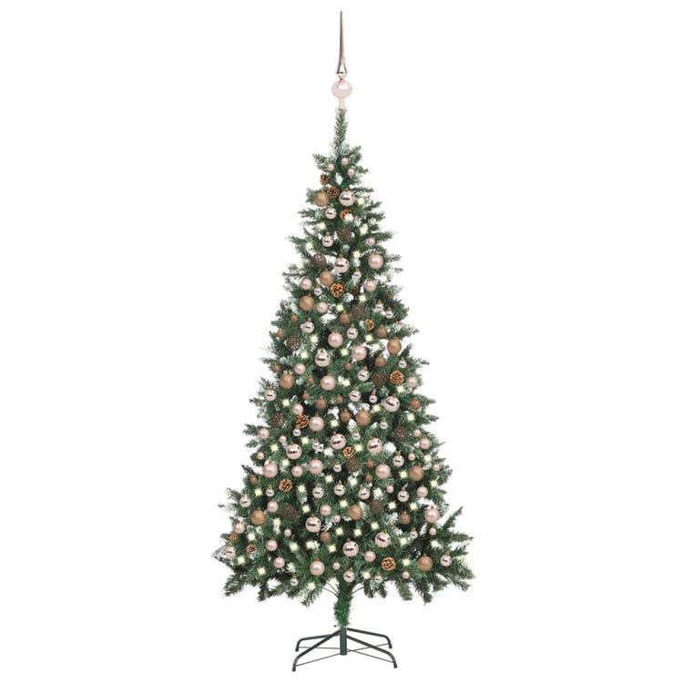VIDAXL KUNSTKERSTBOOM mit Leuchten Weihnachtsbällchen Kiefernkegel 210 cm
