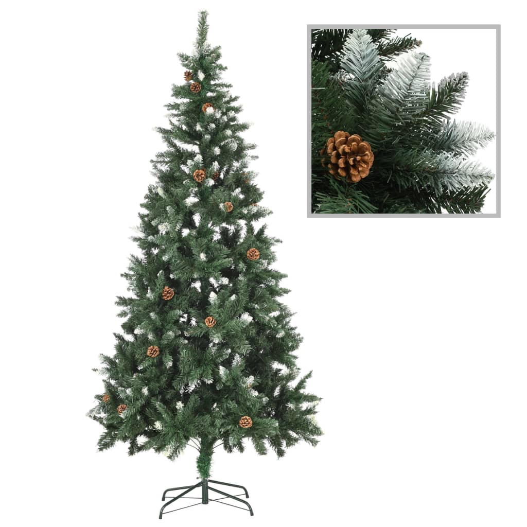 VIDAXL KUNSTKERSTBOOM mit Leuchten Weihnachtsbällchen Kiefernkegel 210 cm