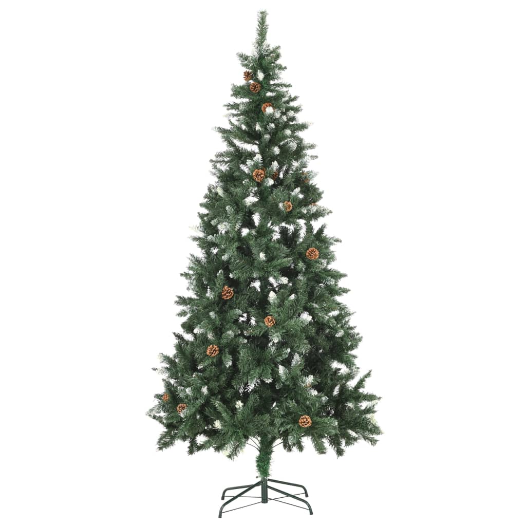 VIDAXL KUNSTKERSTBOOM mit Leuchten Weihnachtsbällchen Kiefernkegel 210 cm