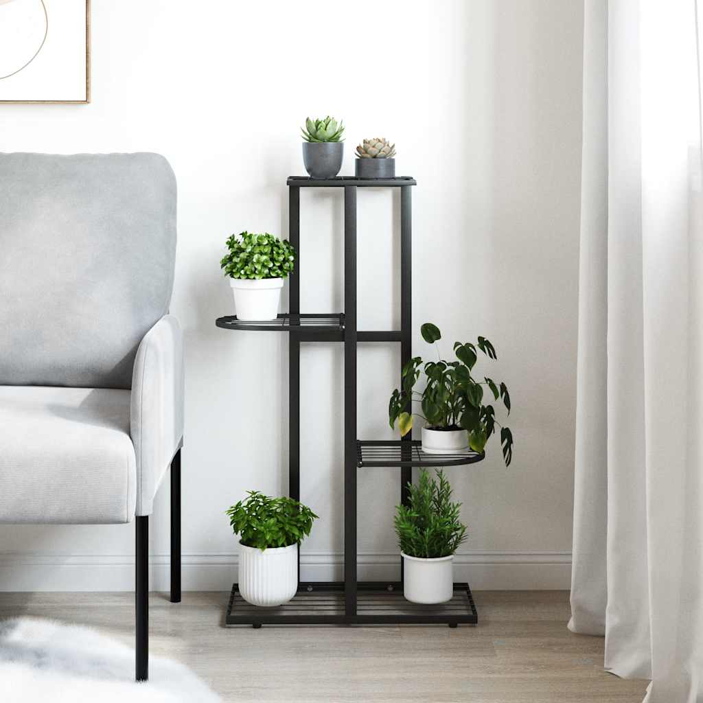 Vidaxl Blütenstandard mit 4 Schichten 43x22x76 cm Metallschwarz