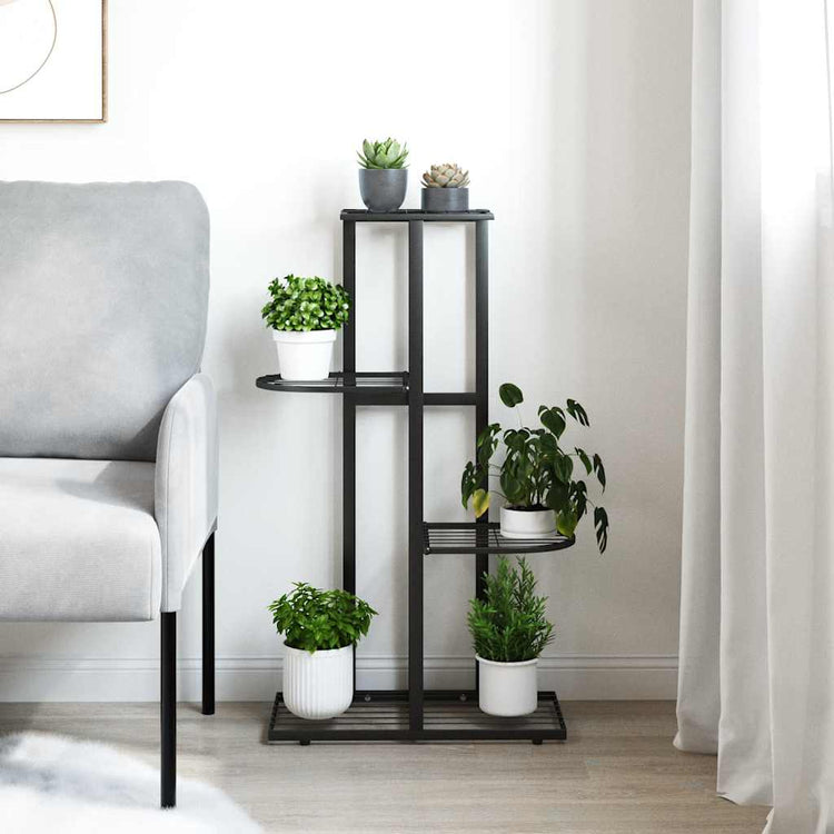 Vidaxl Blütenstandard mit 4 Schichten 43x22x76 cm Metallschwarz