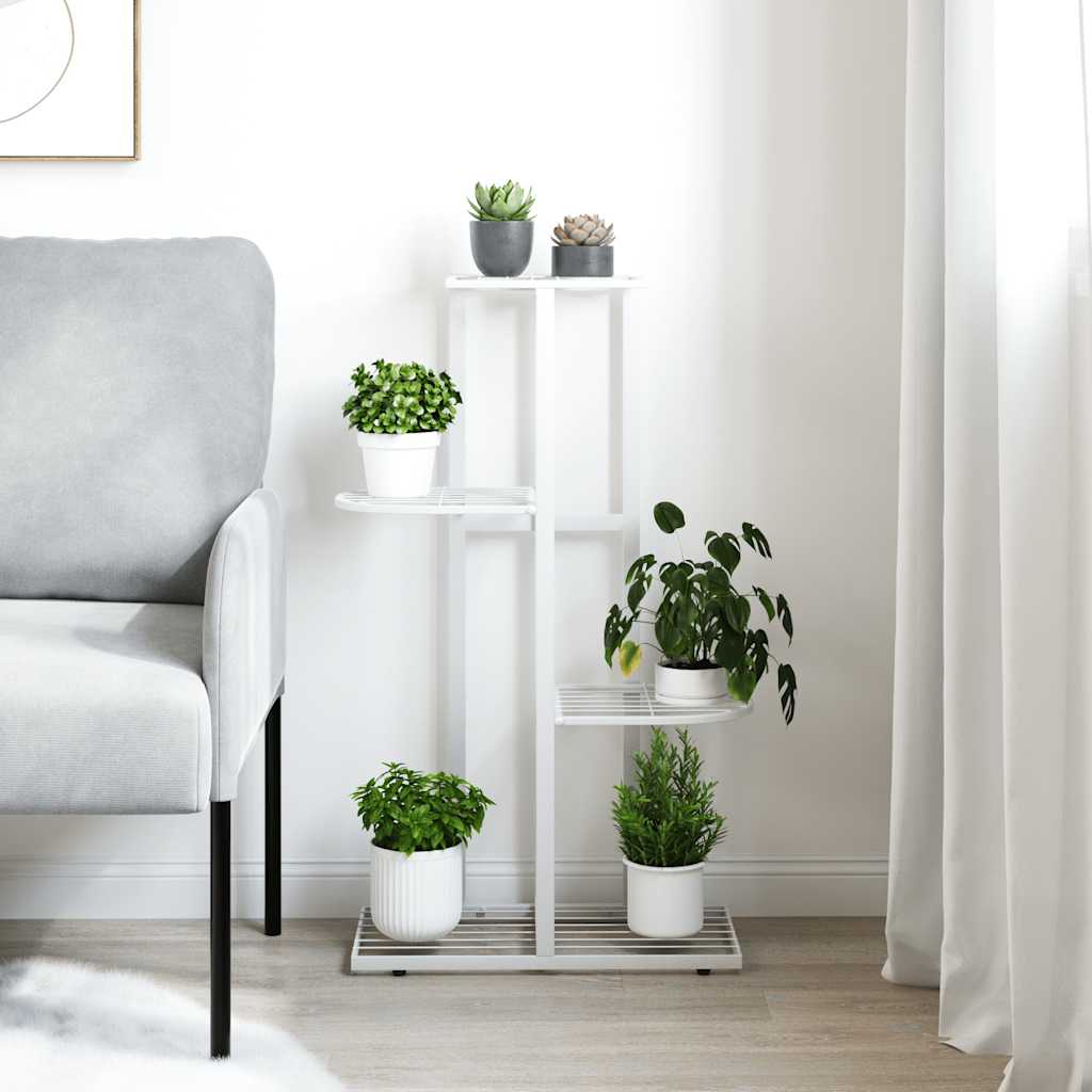 Vidaxl Blütenstandard mit 4 Schichten 43x22x76 cm Metallweiß