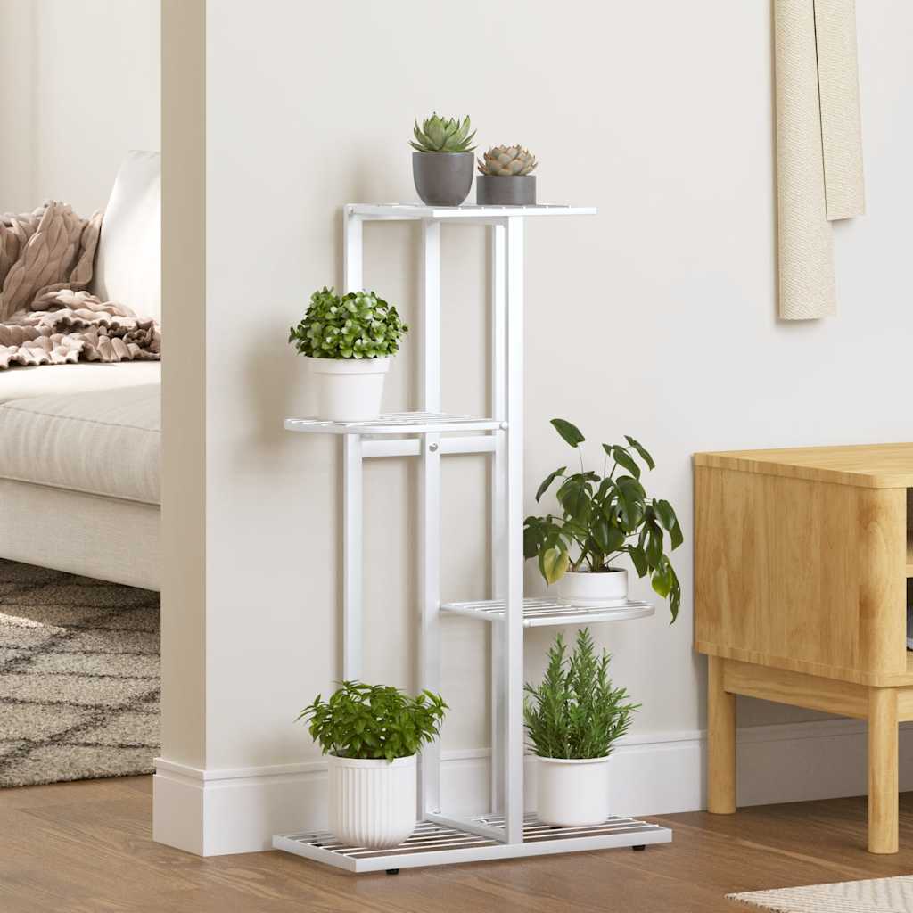 Vidaxl Blütenstandard mit 4 Schichten 43x22x76 cm Metallweiß