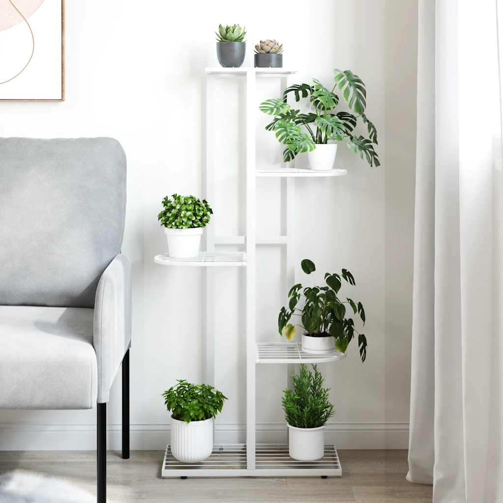 Vidaxl Blütenstandard mit 5 Schichten 43x22x98 cm Metallweiß