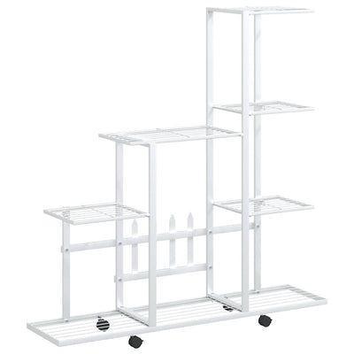 Vidaxl Blütenständer mit Rädern 94,5 x 25 x 92,5 cm Metallweiß