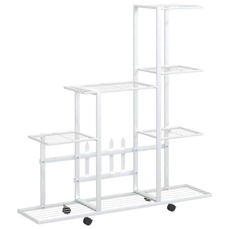 Vidaxl Blütenständer mit Rädern 94,5 x 25 x 92,5 cm Metallweiß