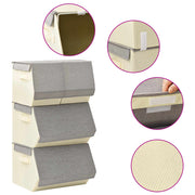 Vidaxl 4-teiliger Aufbewahrungsbox-Set stapelbarer Stoff grau und cremefarben - afbeelding 1