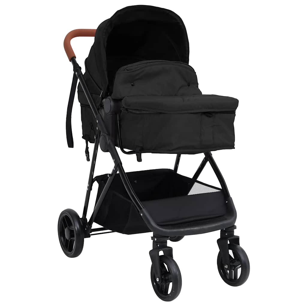 Vidaxl Pram 3-in-1 Stahl anthrazitfarben und schwarz