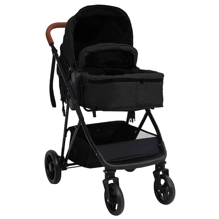 Vidaxl Pram 3-in-1 Stahl anthrazitfarben und schwarz