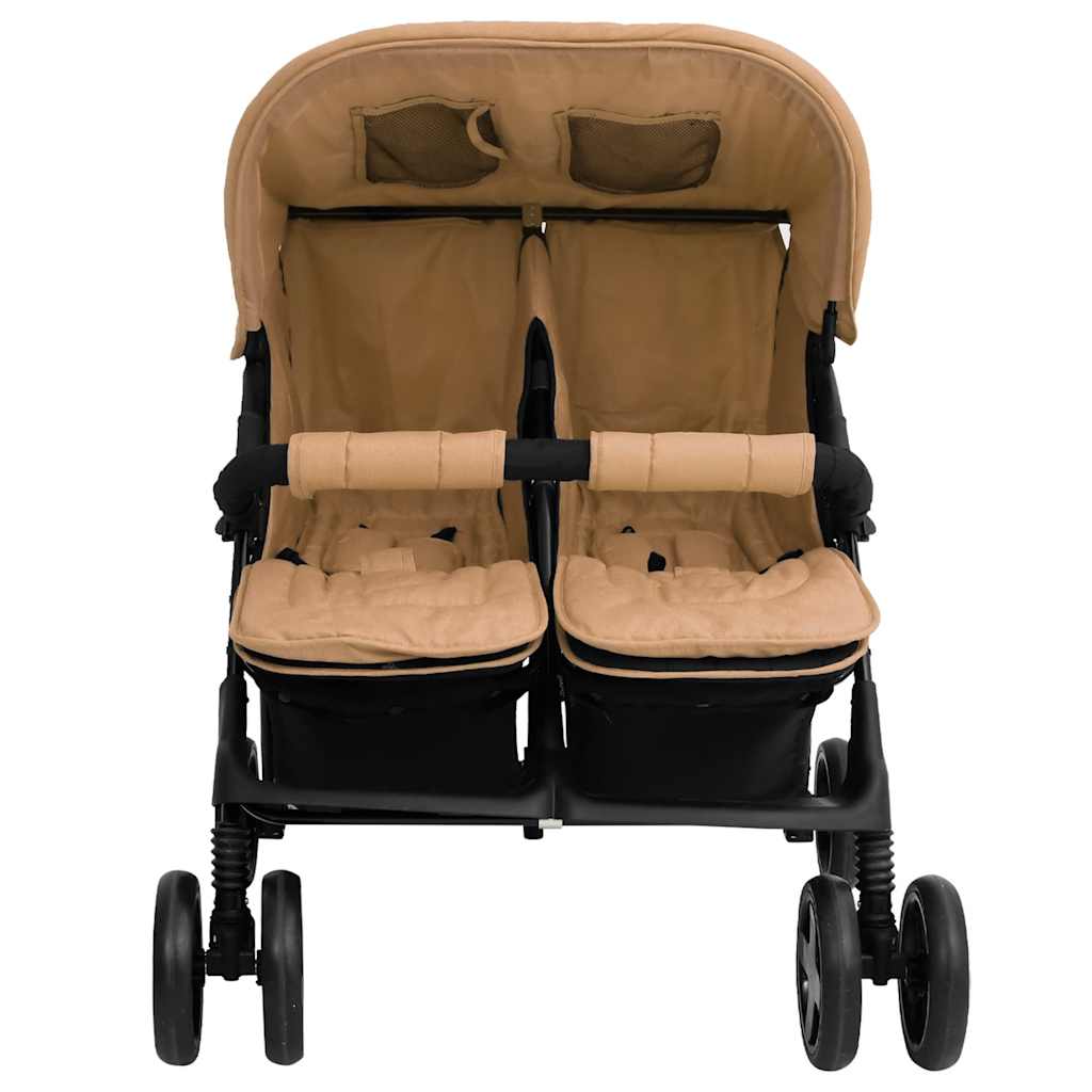 VIDAXL Zwillingskinderwagen Stahl taupe