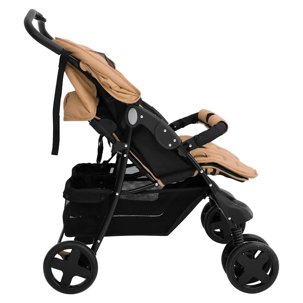VIDAXL Zwillingskinderwagen Stahl taupe