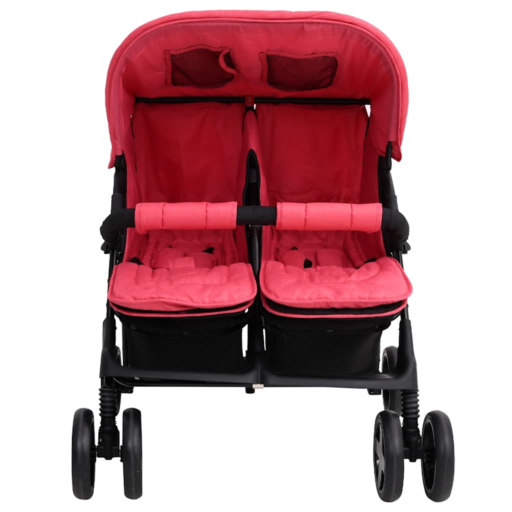 VidaXL Zwillingskinderwagen Stahl rot