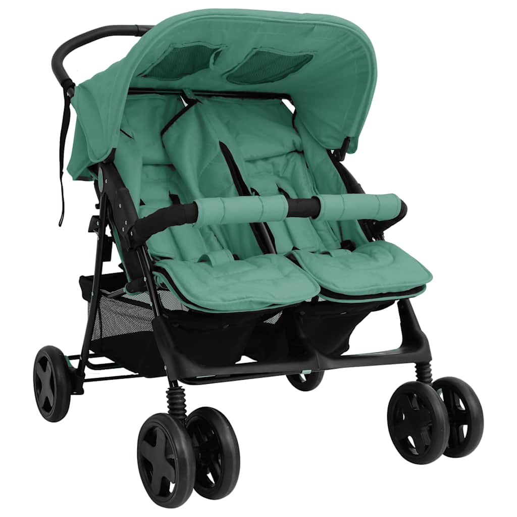VidaXL Zwillingskinderwagen Stahl grün