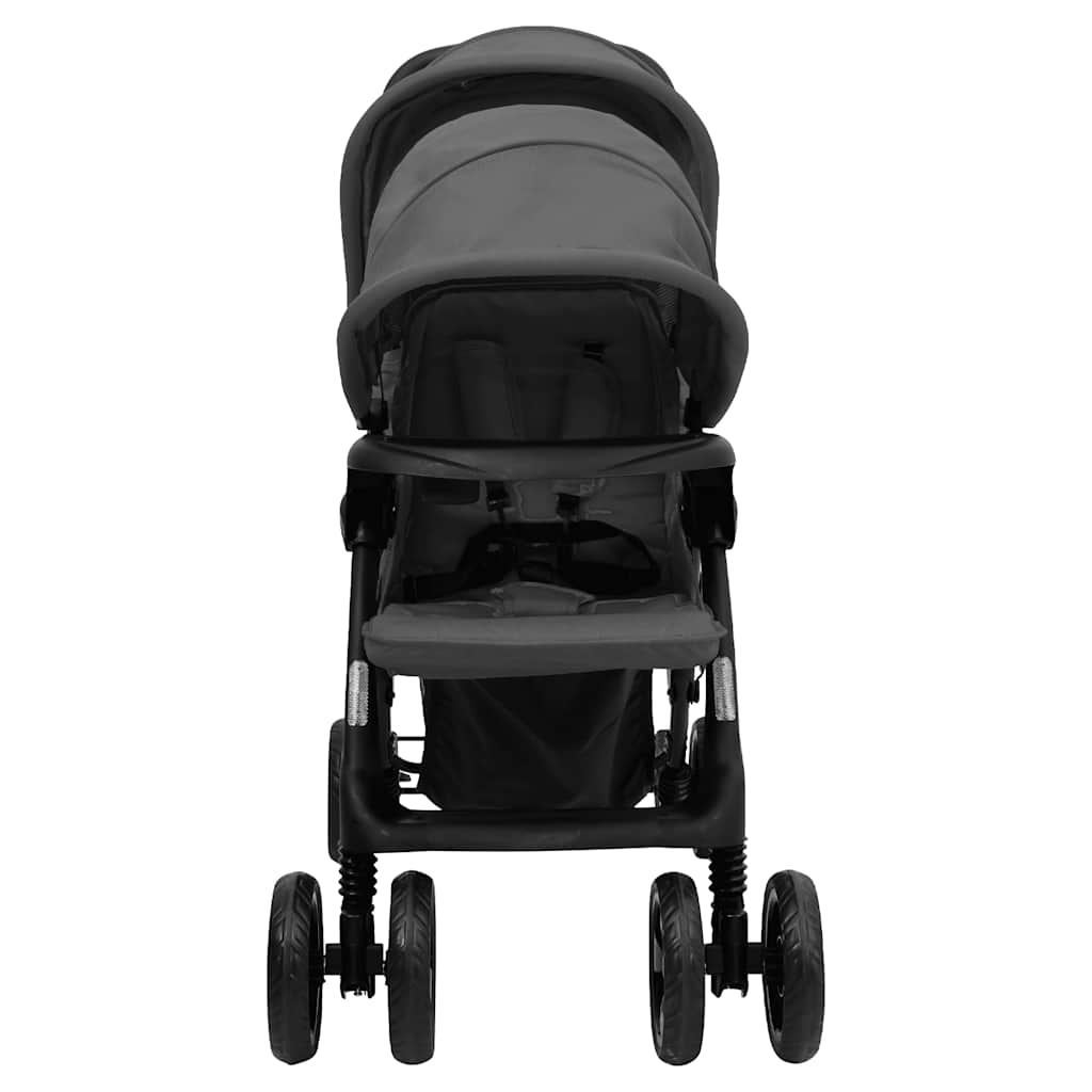 Vidaxl Twin Childem Tandem Stahl dunkelgrau