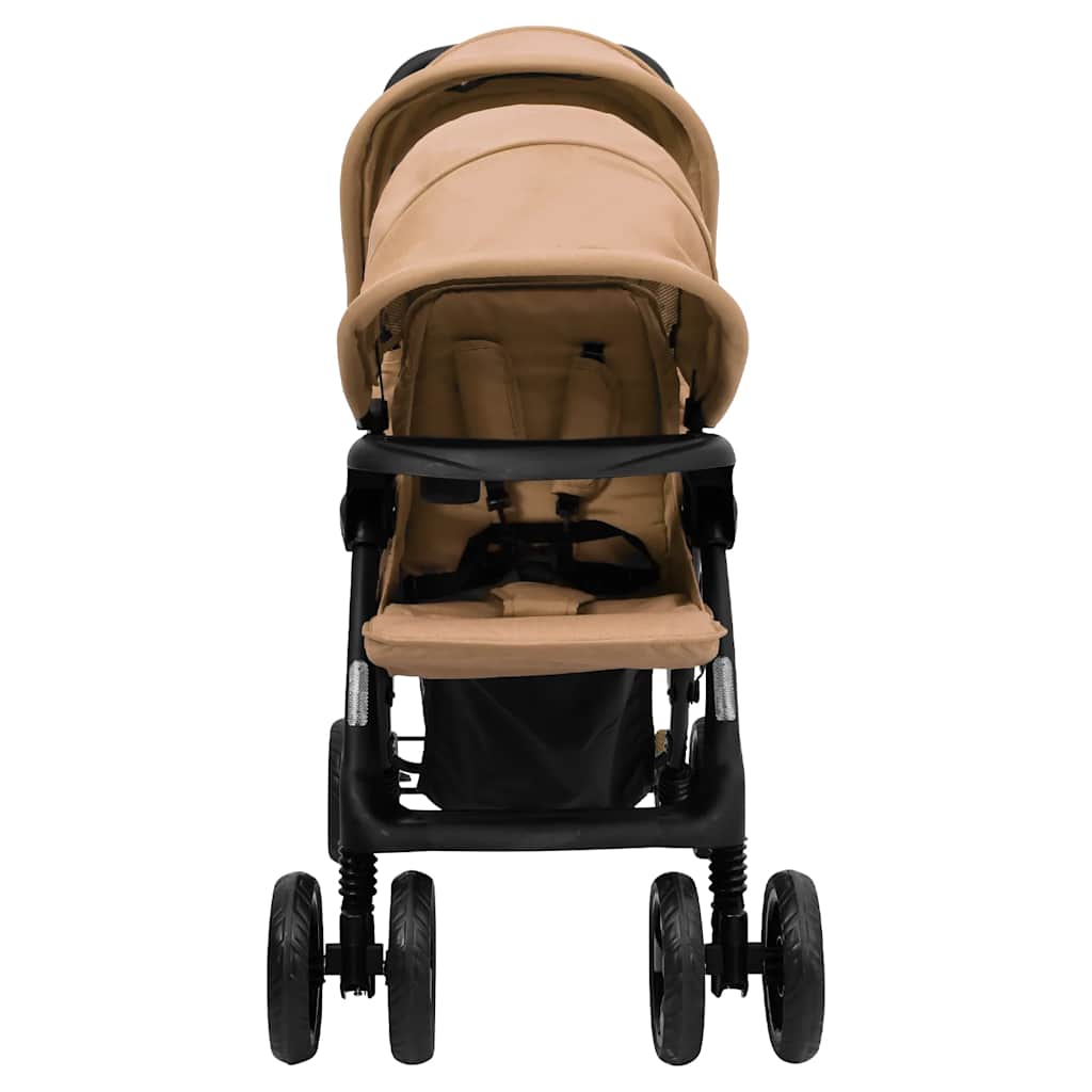 VIDAXL Zwillingskinderwagen Tandem Stahl taupe