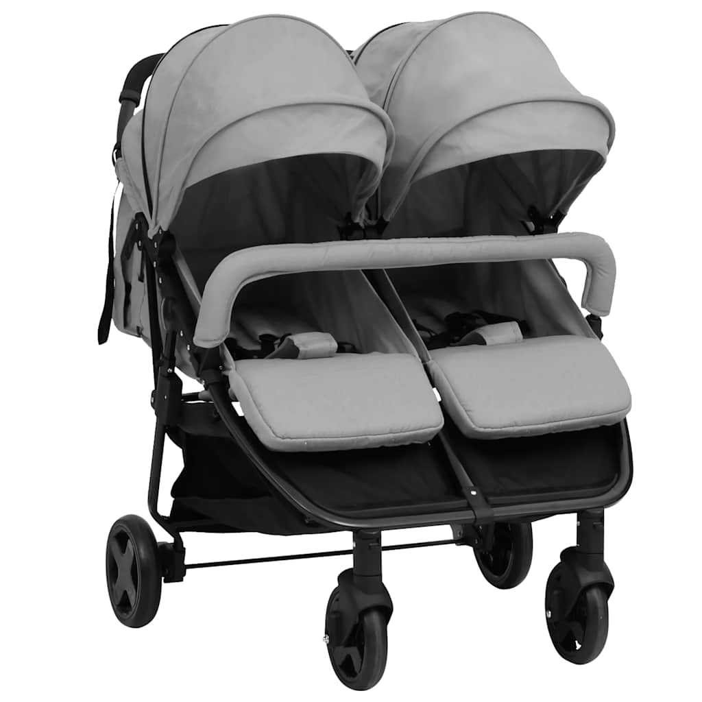 Vidaxl Twin Buggy Stahl hellgrau und schwarz