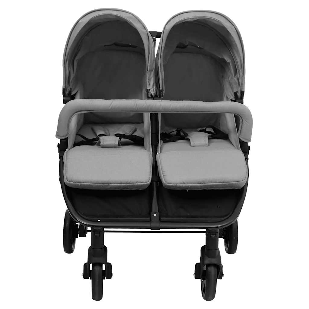 Vidaxl Twin Buggy Stahl hellgrau und schwarz