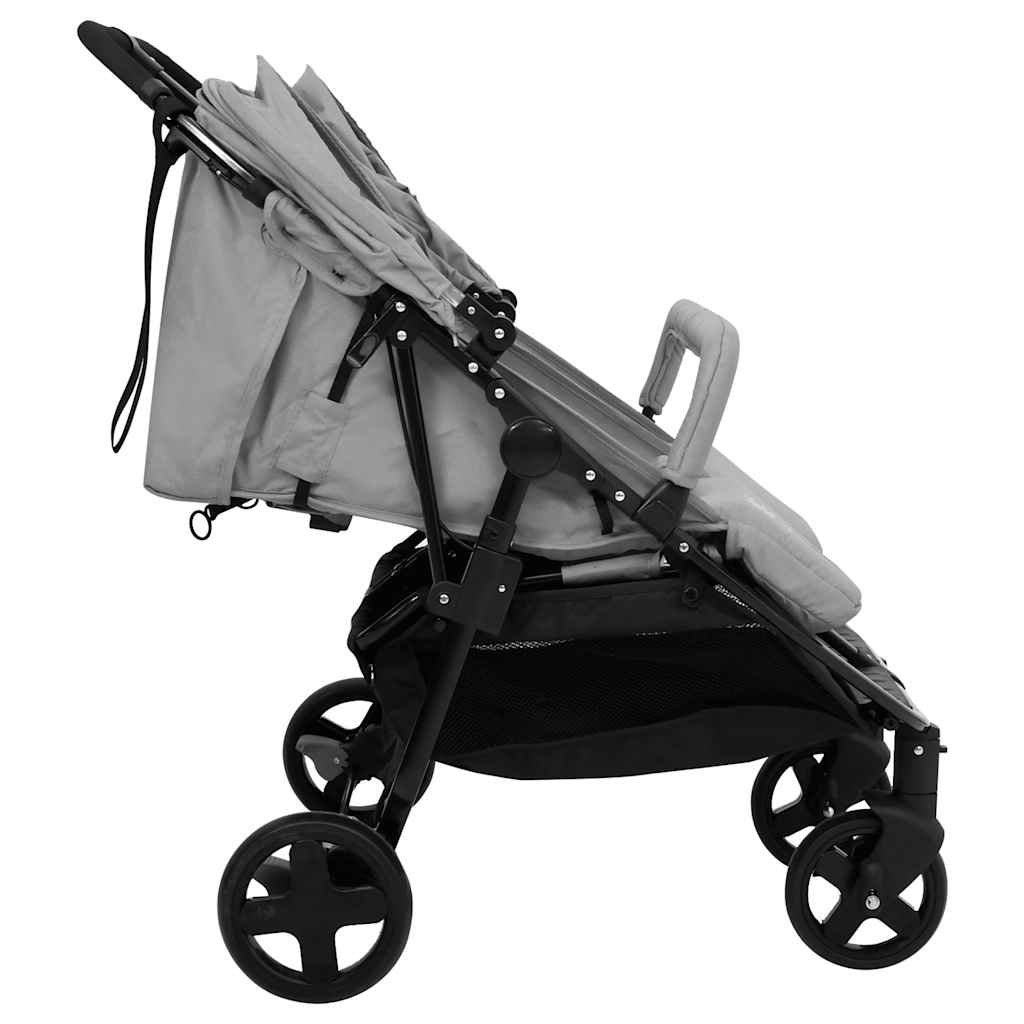 Vidaxl Twin Buggy Stahl hellgrau und schwarz