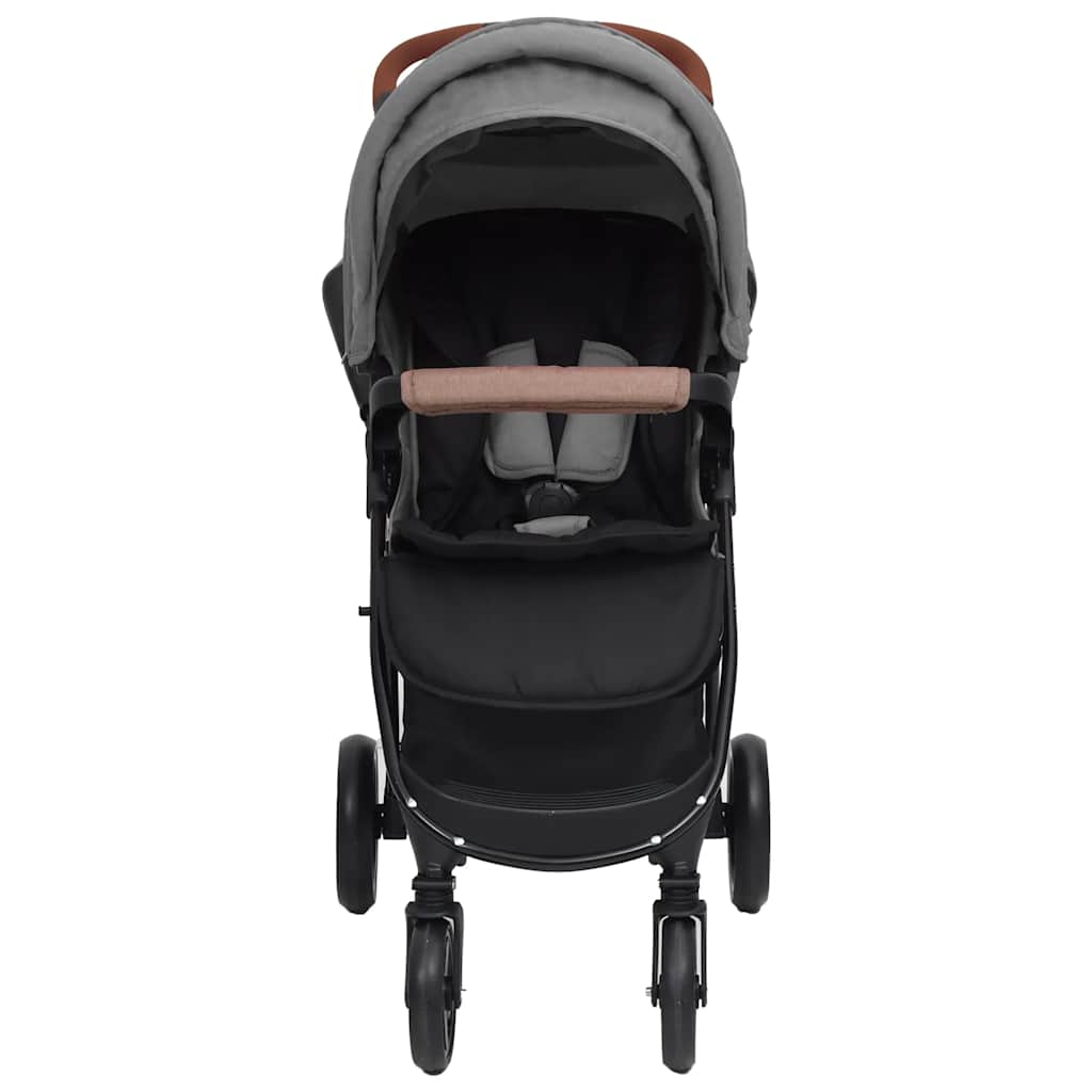 VidaXL Kinderwagen 2-in-1 Stahl hellgrau