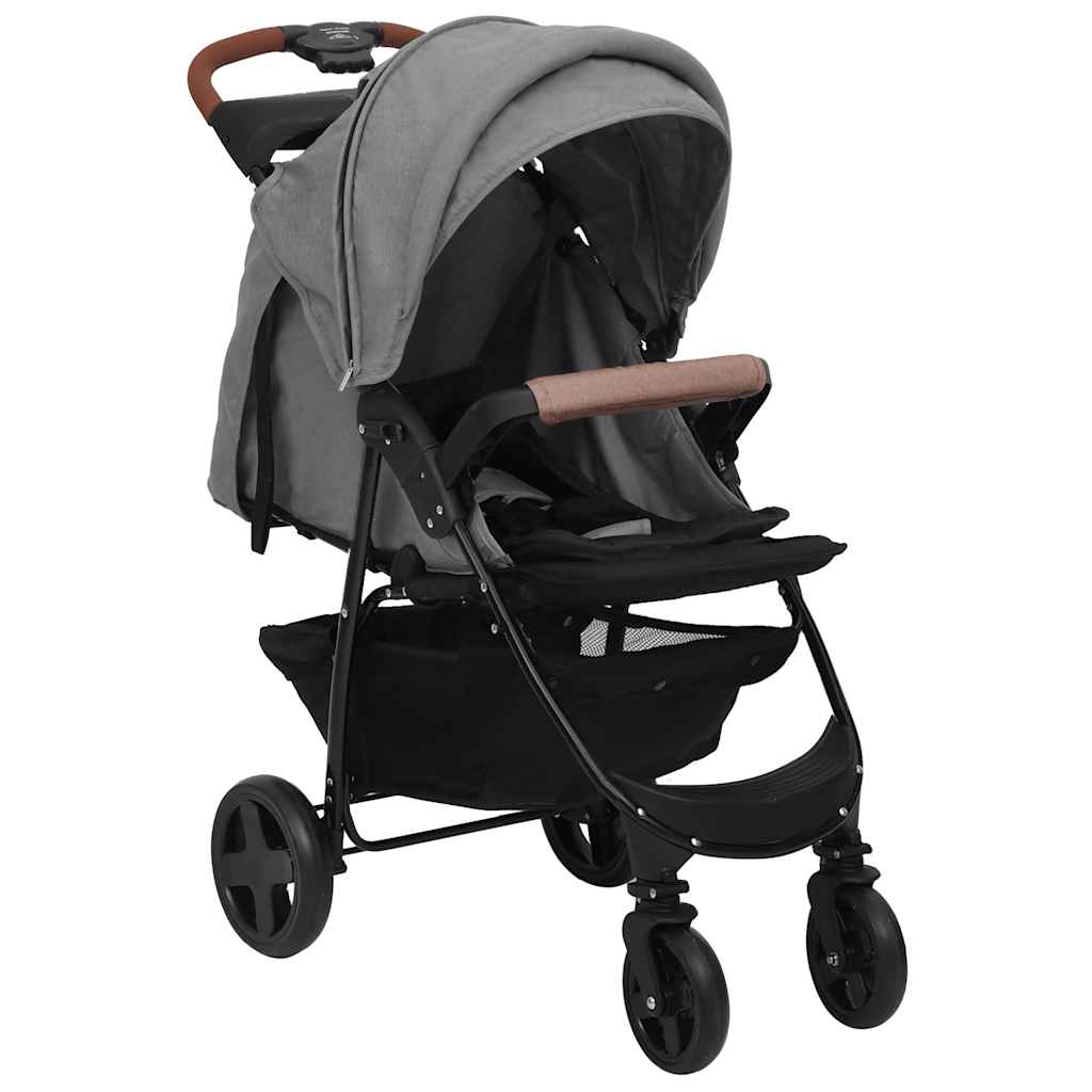 Vidaxl Kinderwagen 3-in-1 Stahl hellgrau