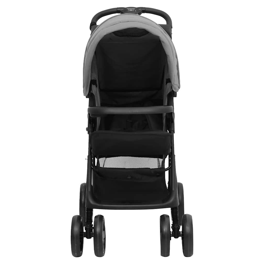 Vidaxl-Kinderwagen 2-in-1 Stahl hellgrau und schwarz