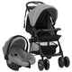 Vidaxl Kinderwagen 3-in-1 Stahl hellgrau und schwarz