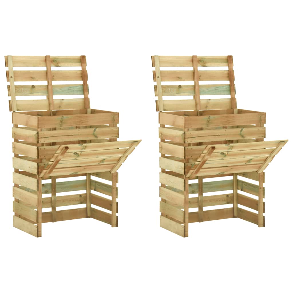 Vidaxl Gartenkompostbehälter 2 ST 80x50x100 cm imprägniertes Kiefernholz