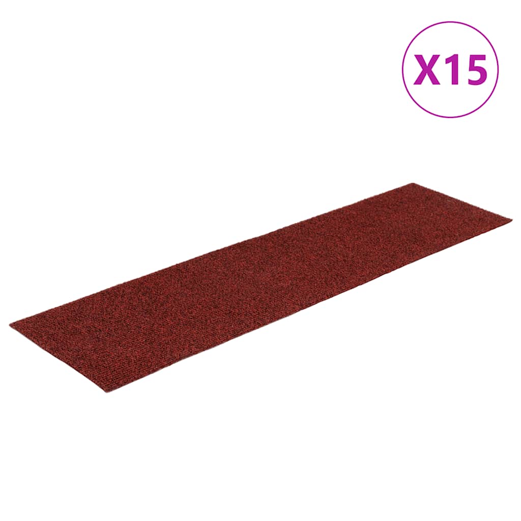VIDAXL 15 ST -Pedalmatten Selbstadhäsiv rechteckig 76x20 cm rot
