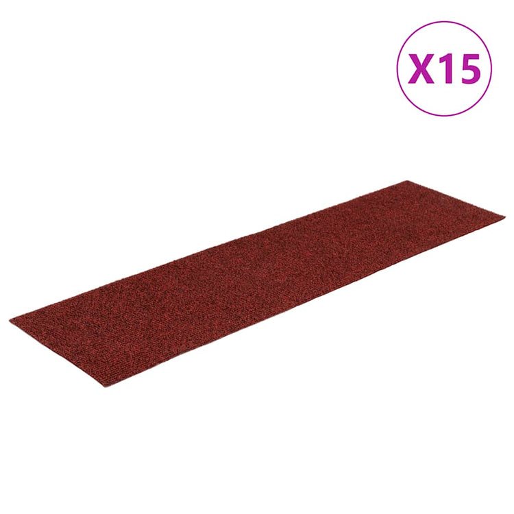 VIDAXL 15 ST -Pedalmatten Selbstadhäsiv rechteckig 76x20 cm rot