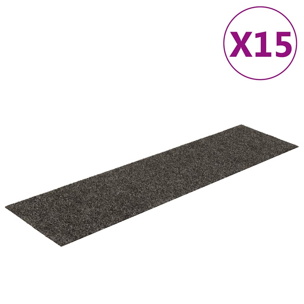Vidaxl -Treppenmatten Selbstadhäsiv 15 St. rechteckig 76 x 20 cm Anthrazit