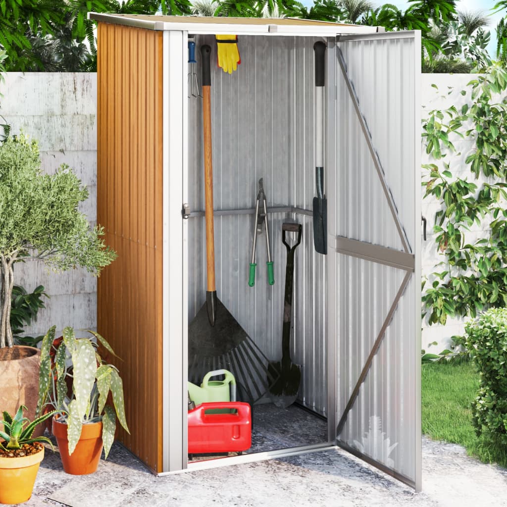 Vidaxl Garden Shed 118.5x97x209.5 cm verzinkter Stahlbraun