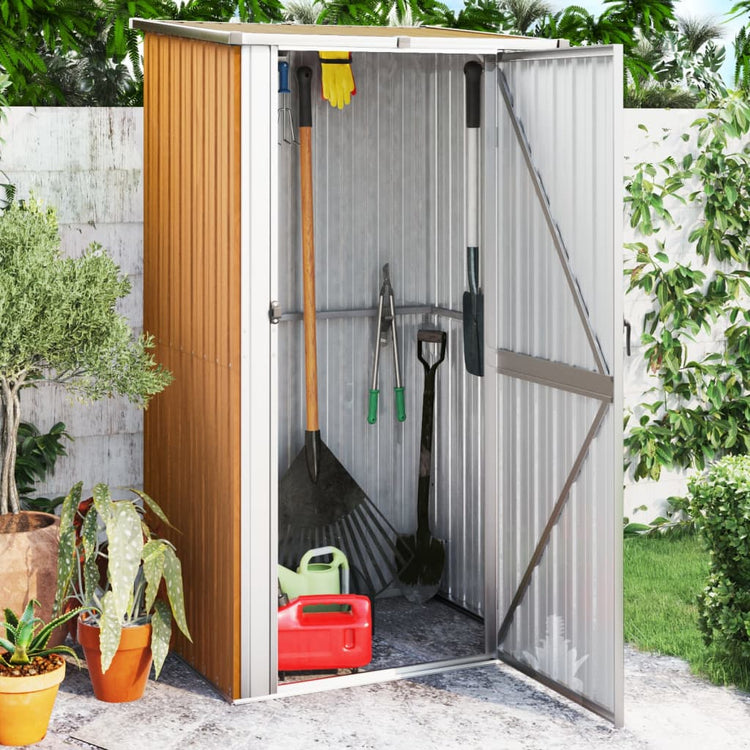 Vidaxl Garden Shed 118.5x97x209.5 cm verzinkter Stahlbraun