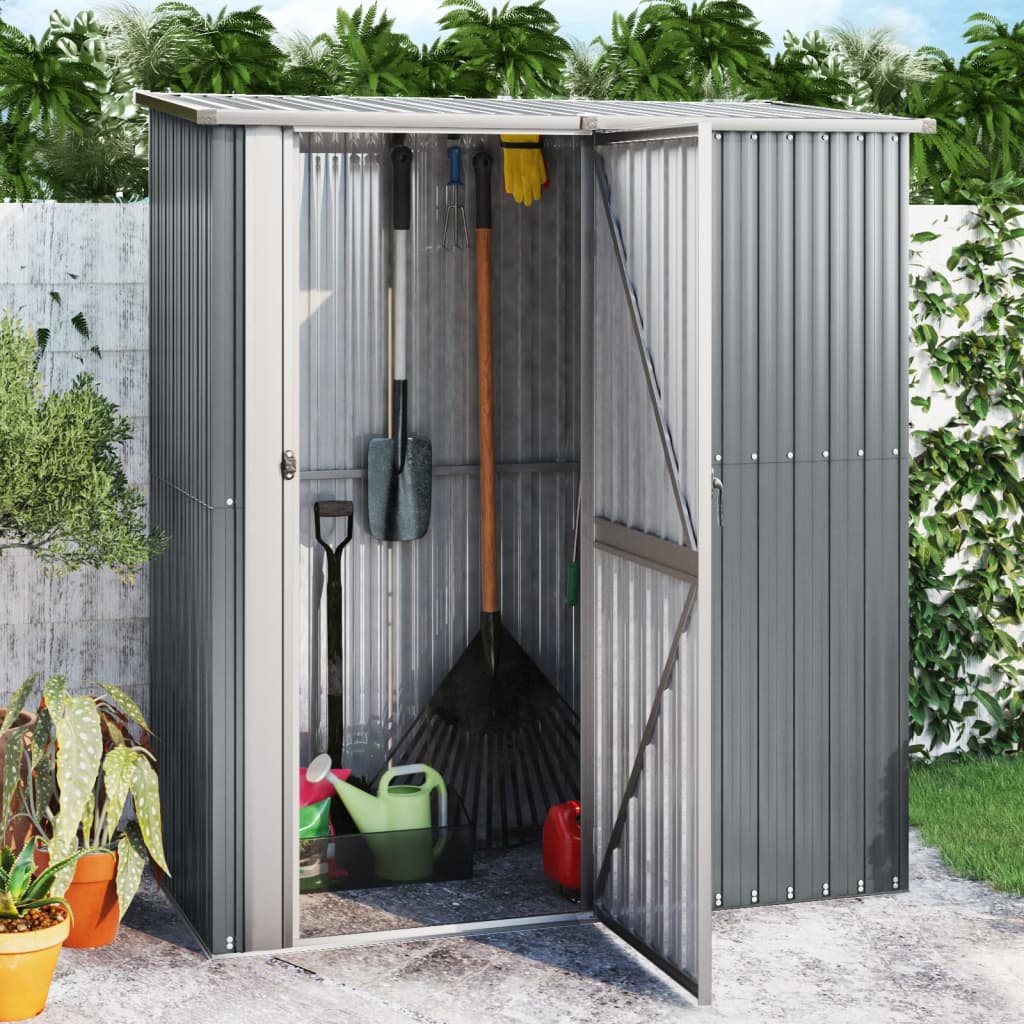 Vidaxl Garden Shed 180.5x97x209.5 cm verzinkter Stahl grau