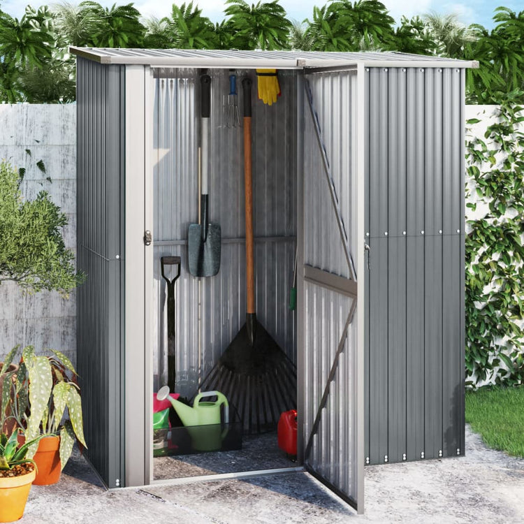 Vidaxl Garden Shed 180.5x97x209.5 cm verzinkter Stahl grau