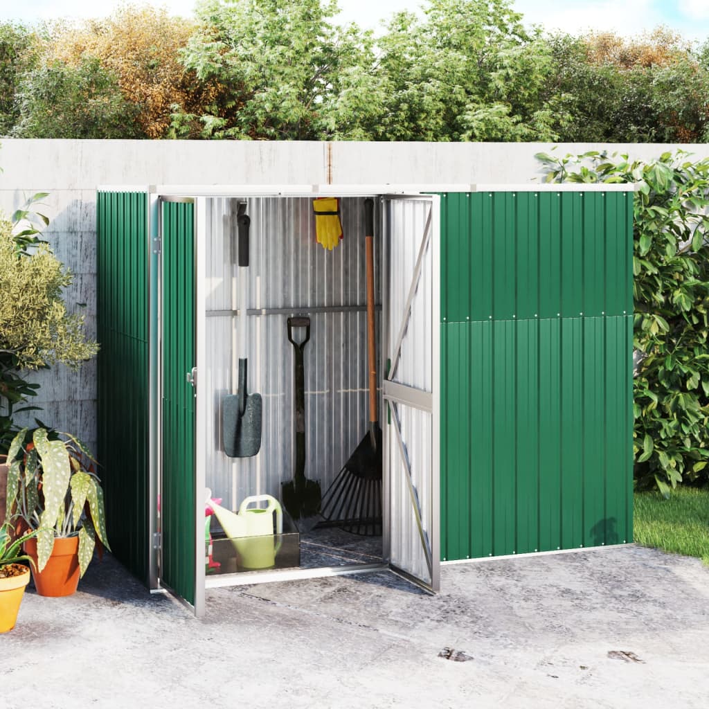 Vidaxl Garden Shed 225x89x161 cm verzinkter Stahlgrün