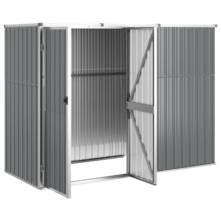 Vidaxl Garden Shed 225x89x161 cm verzinkter Stahl grau