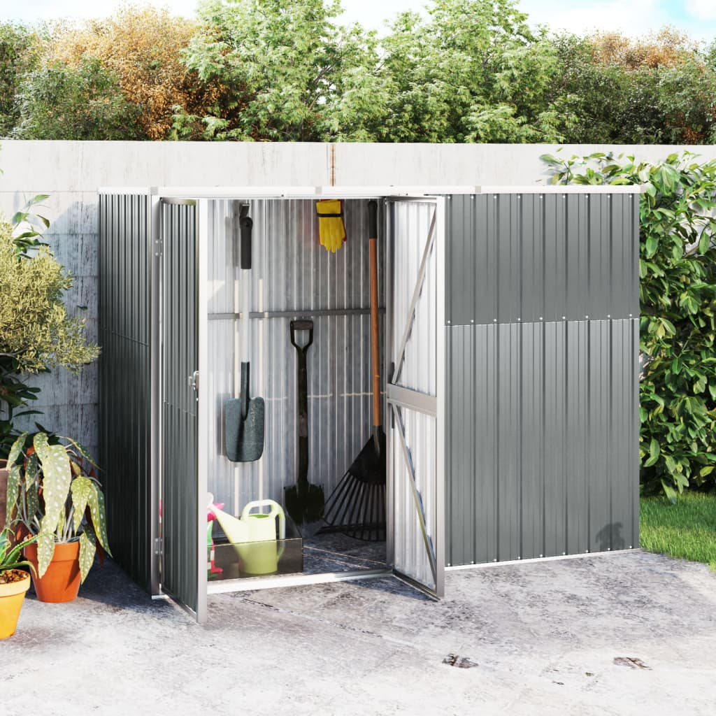 Vidaxl Garden Shed 225x89x161 cm verzinkter Stahl grau