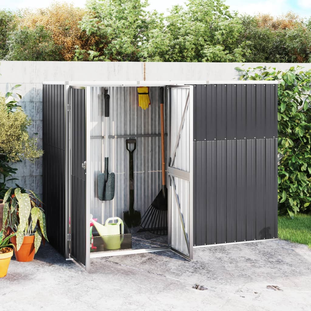 Vidaxl Garden Shed 225x89x161 cm verzinkter Stahl -Anthrazit -Gelenkt