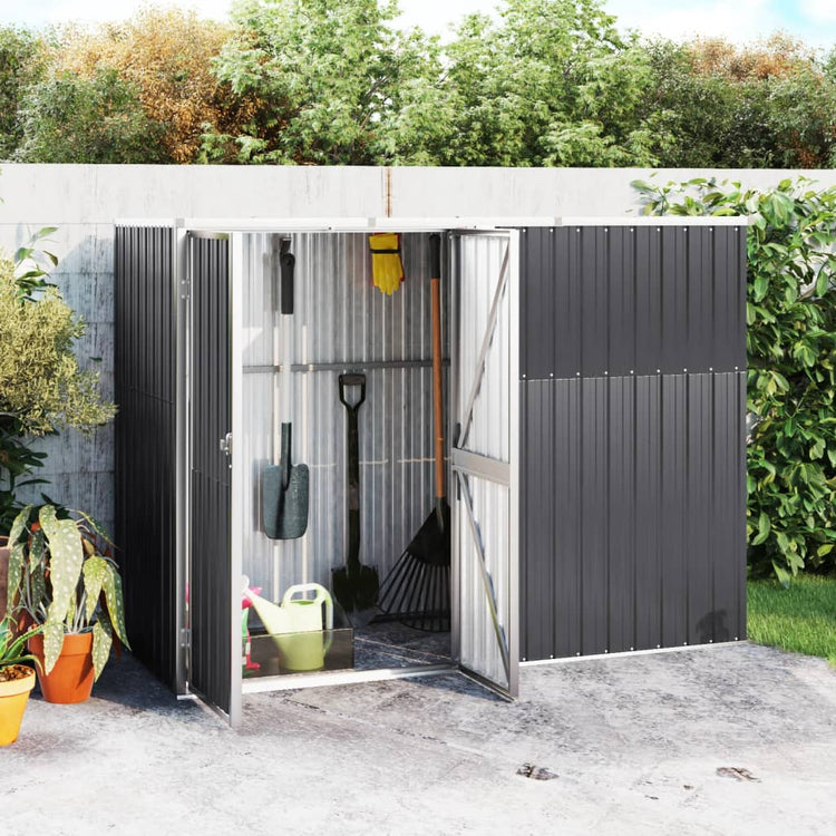 Vidaxl Garden Shed 225x89x161 cm verzinkter Stahl -Anthrazit -Gelenkt