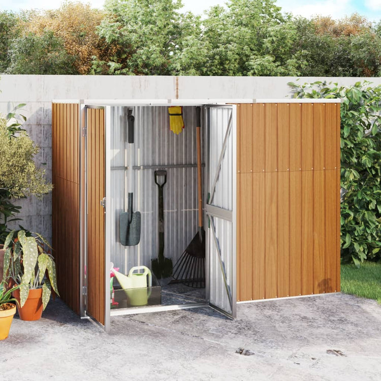 Vidaxl Garden Shed 225x89x161 cm verzinkter Stahlbraun