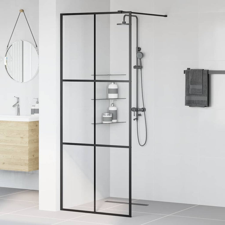 Vidaxl Walk-in Duschwand 80x195 cm ESG-Glas transparent und schwarz